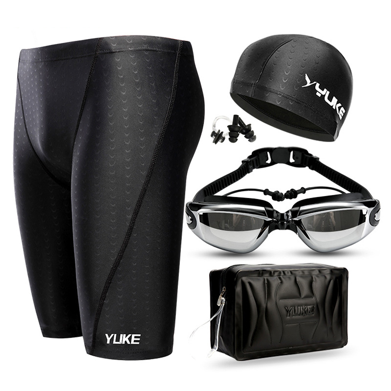 Pantalones cortos de natación para hombre, equipo de natación de competición impermeable, gafas con gorro con tapón para los oídos, bañadores, calzoncillos, traje de baño, medio pantalón 2022