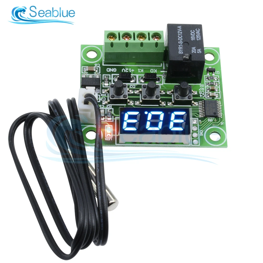 DC 5V 12V 24V AC 110-220V W1209 LED termostato Digital controlador de temperatura termómetro módulo de interruptor Sensor NTC impermeable