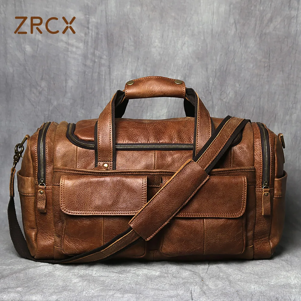 ZRCX Vintage กระเป๋าเดินทางกระเป๋ากระเป๋าเดินทางขนาดใหญ่ไหล่เดี่ยว Messenger สำหรับแล็ปท็อปขนาด14นิ้ว