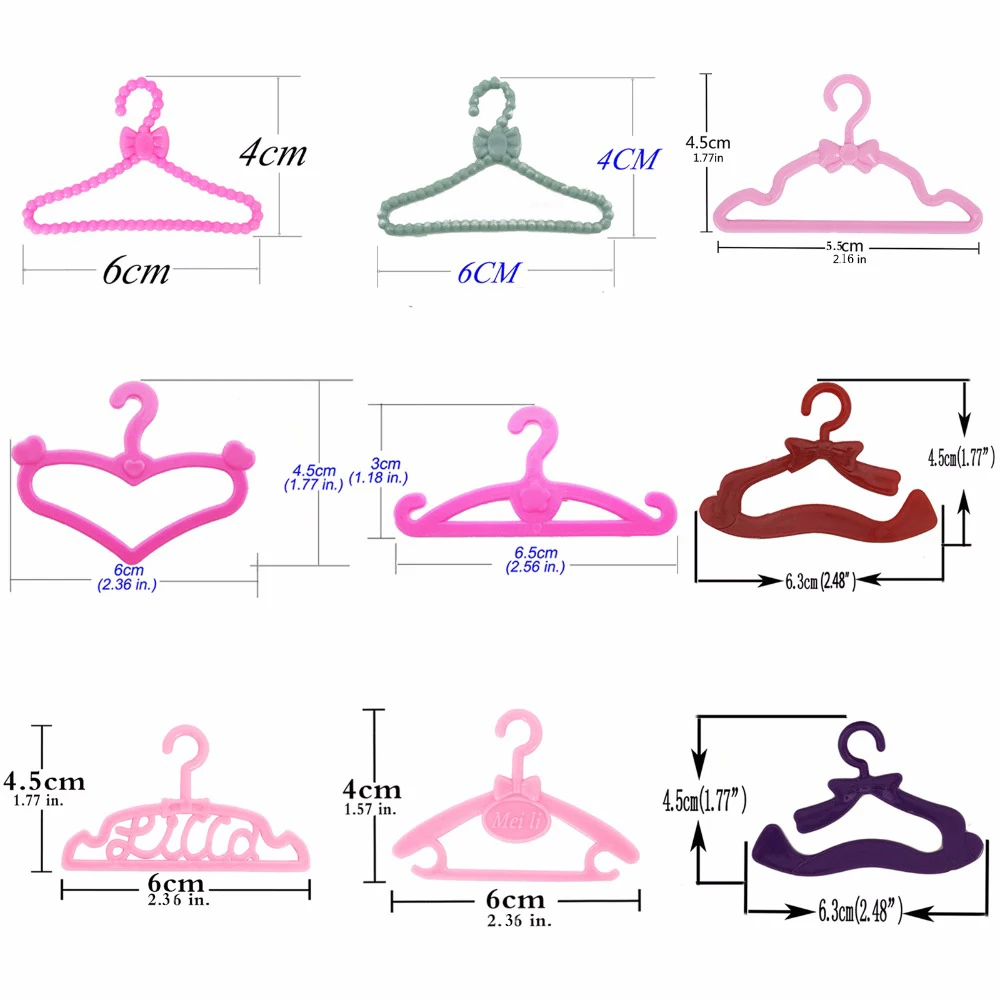 20 ชิ้น/ล็อตพลาสติกแขวนตุ๊กตาน่ารักมินิผสมสไตล์เสื้อผ้าอุปกรณ์เสริมสําหรับ 11.5 ''ตุ๊กตาตู้เสื้อผ้าตุ๊กตา DIY ของเล่น