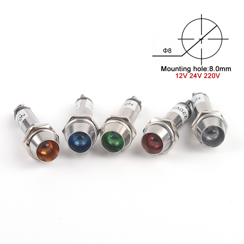 5PCS XD8-1 Metall Anzeige lichter 8mm Panel Power Signal lampe LED licht Signal Konvexen lampe 12V 24V 220V 5 farben