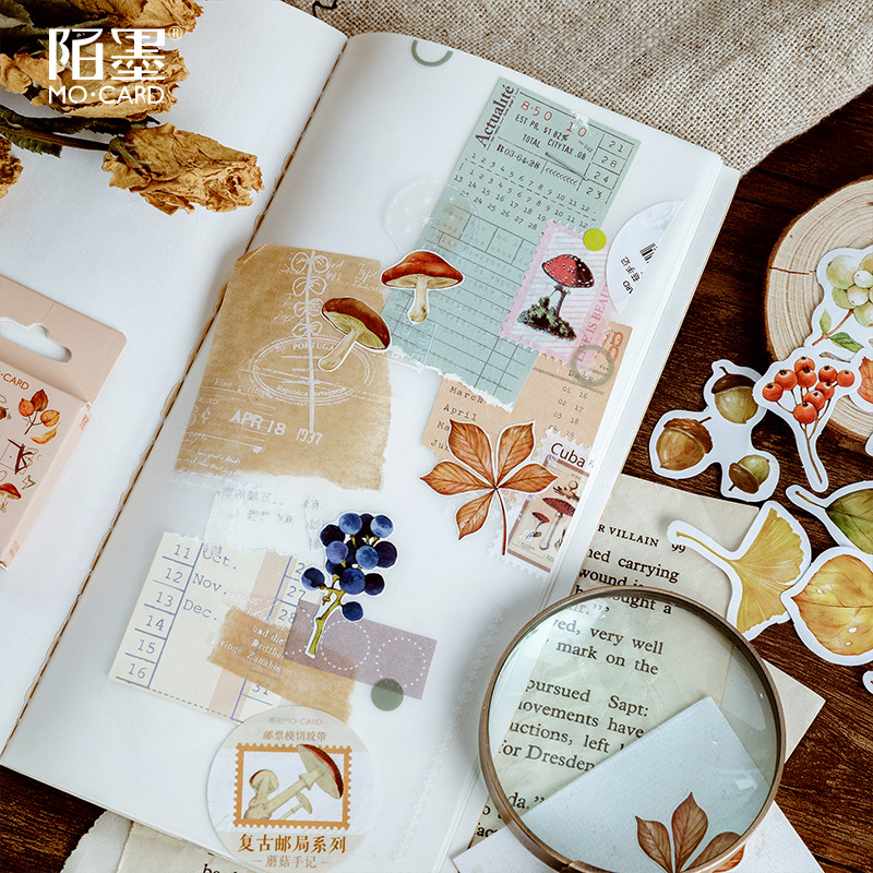 46 teile/los Herbst Gefallene blätter Pflanzen Papier Kleine Tagebuch Mini Nette box Aufkleber set Scrapbooking Nette Flocken Journal Schreibwaren