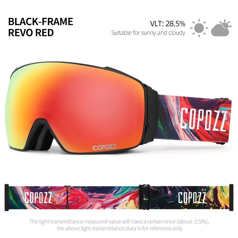 COPOZZ 新磁気偏光スキーゴーグルダブルレンズ男性女性防曇スキーメガネ UV400 保護スノーボードスキーアイウェア