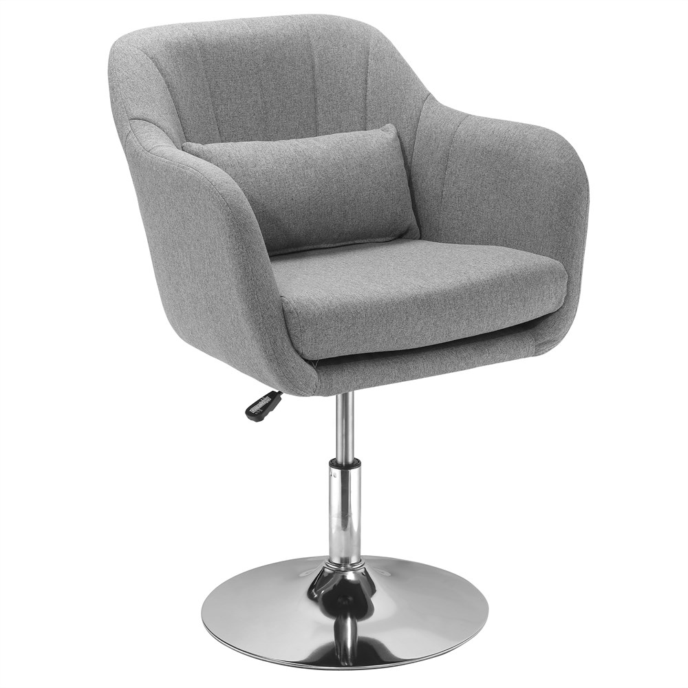 HOMCOM Drehbarer Barhocker 360° °   Bürostuhl, Küchenfriseur, mit höhenverstellbarer Rückenlehne, Armlehne und Kissen, Grau