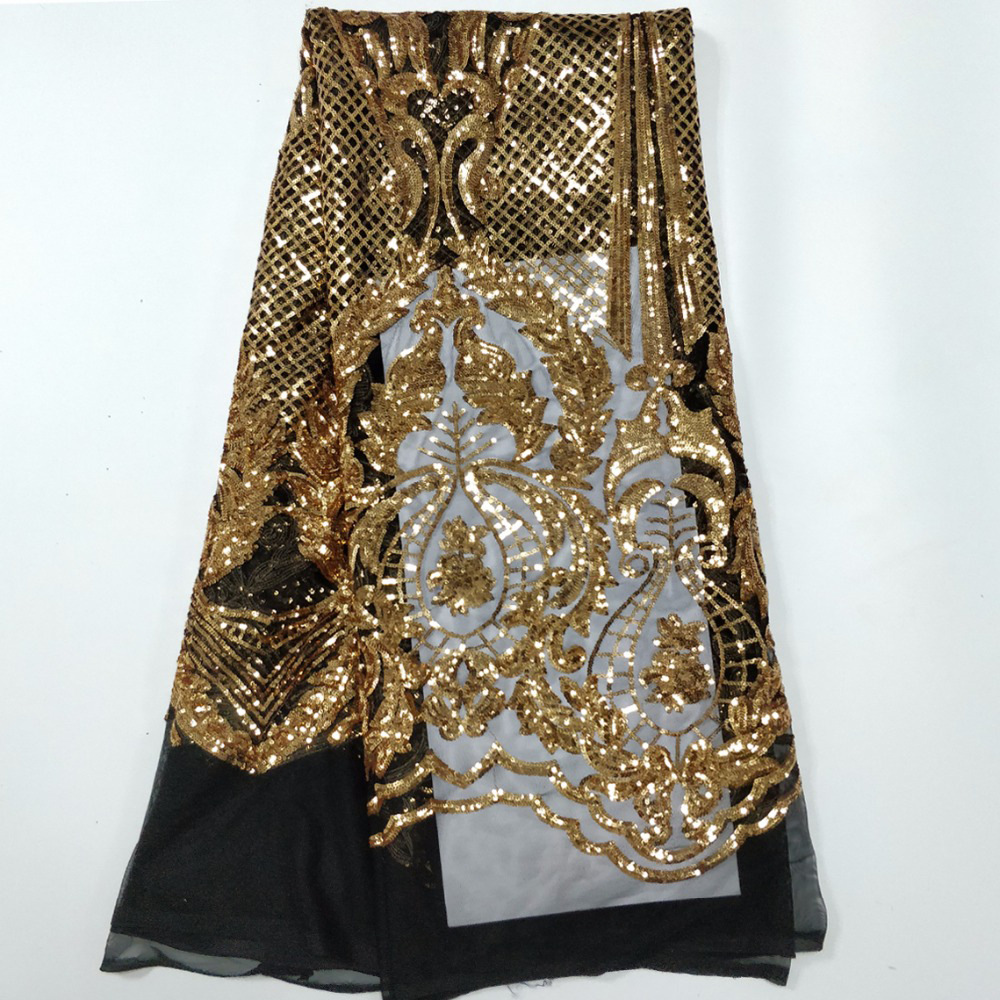 18色のアフリカのスパンコールネットレース生地,高品質の刺embroidery,ナイジェリアのパーティー用のフレンチメッシュ,スパンコールドレスの素材