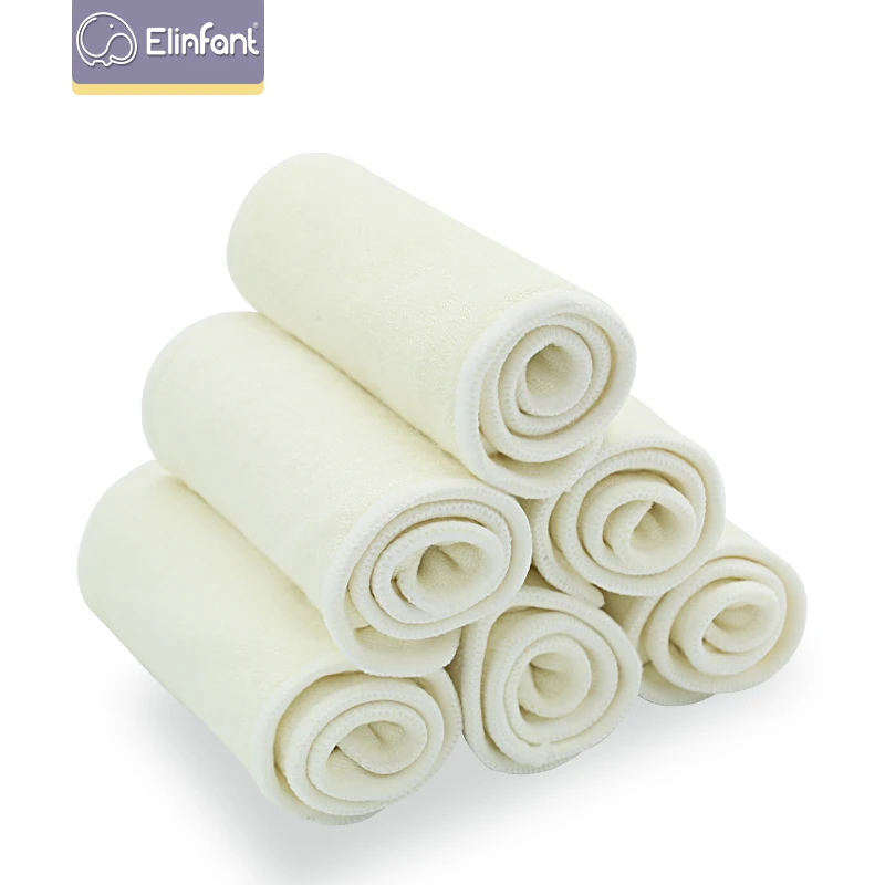 Elinfant 5/10 Uds. Inserto de pañal de fibra de bambú de 4 capas inserto de pañal súper cómodo lavable 35 × 13,5 cm para pañales y cubiertas de tela