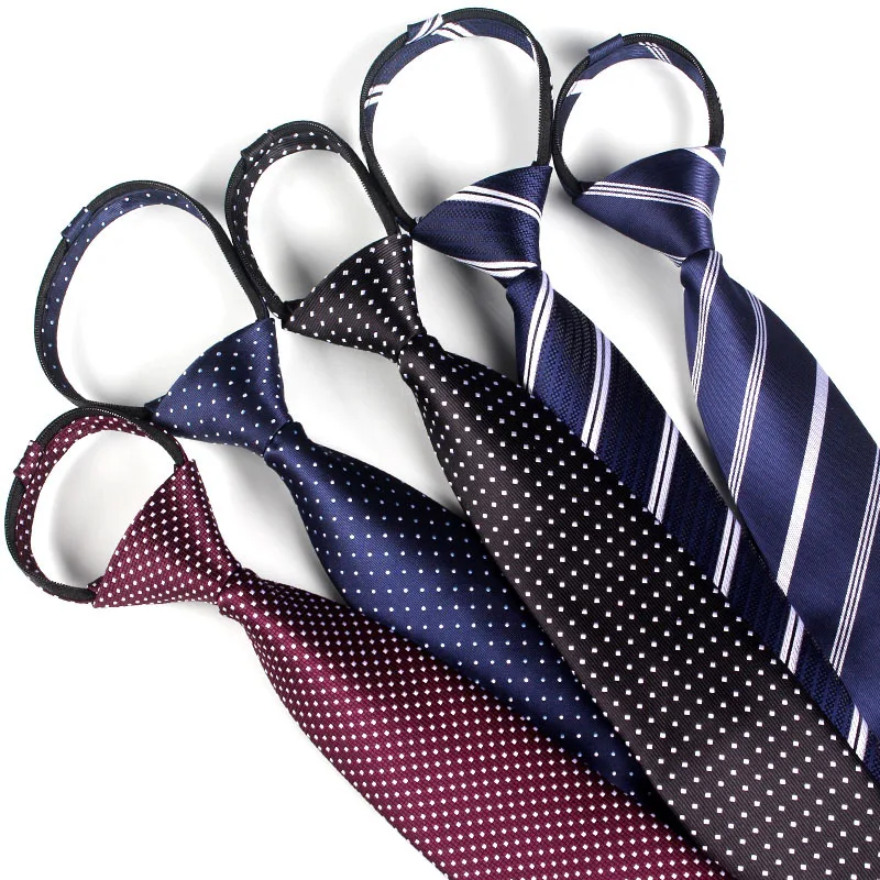 ใหม่ Paisley Zipper Ties สําหรับผู้ชาย 8 ซม.คอ Tie ลาย Polka Dots เนคไทผ้าไหมผู้ชายอัตโนมัติซิป Tie Blue Lazy TIES