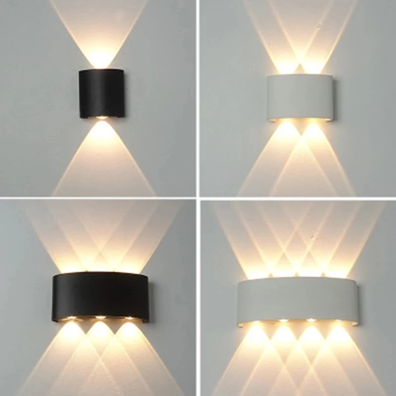 Lámpara de pared LED IP65, iluminación de jardín impermeable para exteriores, AC86-265 de aluminio, luz de pared para interiores, dormitorio, sala de estar y escaleras