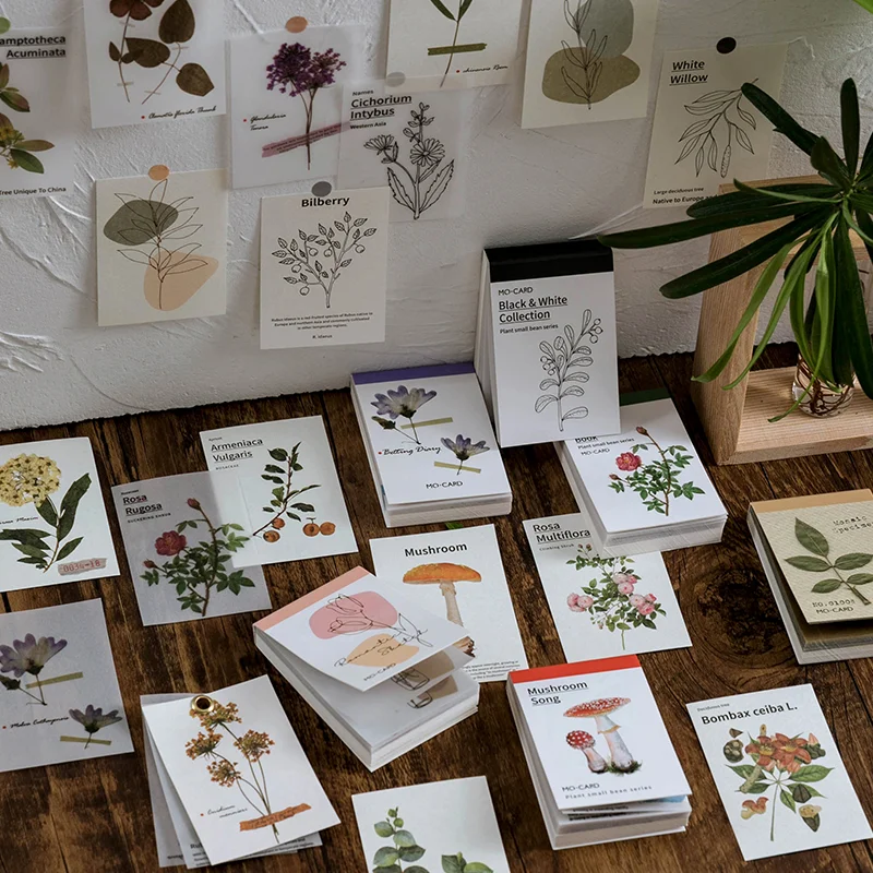Journamm-Tarjeta Retro de planta hermosa Vintage, tarjetas de Kraft para decoración, papelería, LOMO, Bloc de notas de papelería, notas adhesivas, 50 Uds.