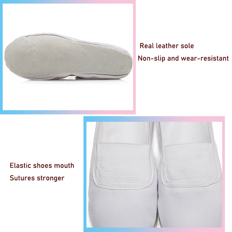 Ushine EU22-45 sola de couro inteiro preto branco plano yoga professor fitness ginástica ballet sapatos de dança para crianças mulher homem