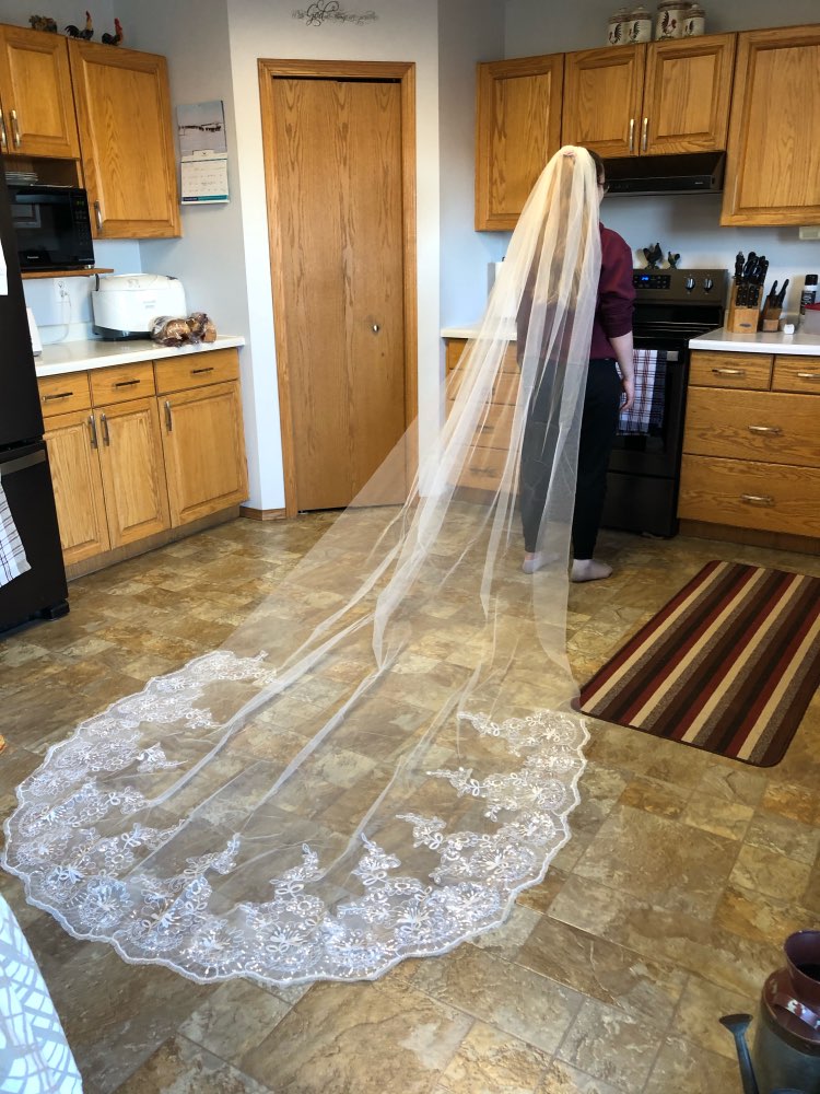 웨딩 베일 화이트 아이보리 대성당 웨딩 베일 긴 레이스 가장자리 신부 베일 빗 웨딩 액세서리 신부 Veu