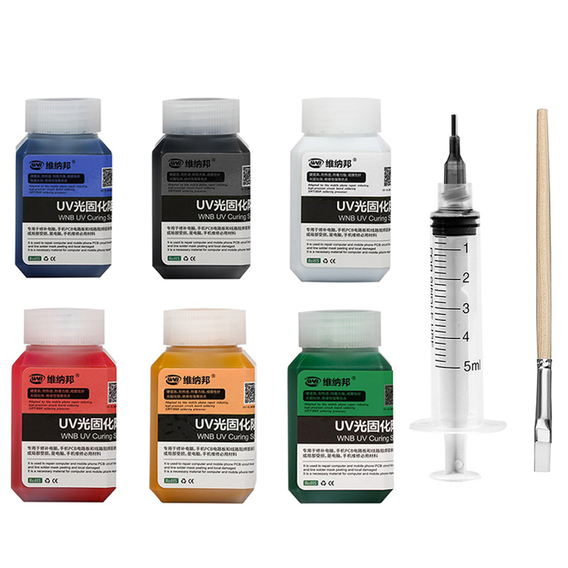 100g 4-IN-1 Polimerizzazione UV BGA PCB Maschera di Saldatura Inchiostro Verde/Nero/Blu/Rosso/Giallo/Bianco Vernice Ad Olio per Saldatura Prevenire l'Arcing Corrosivo
