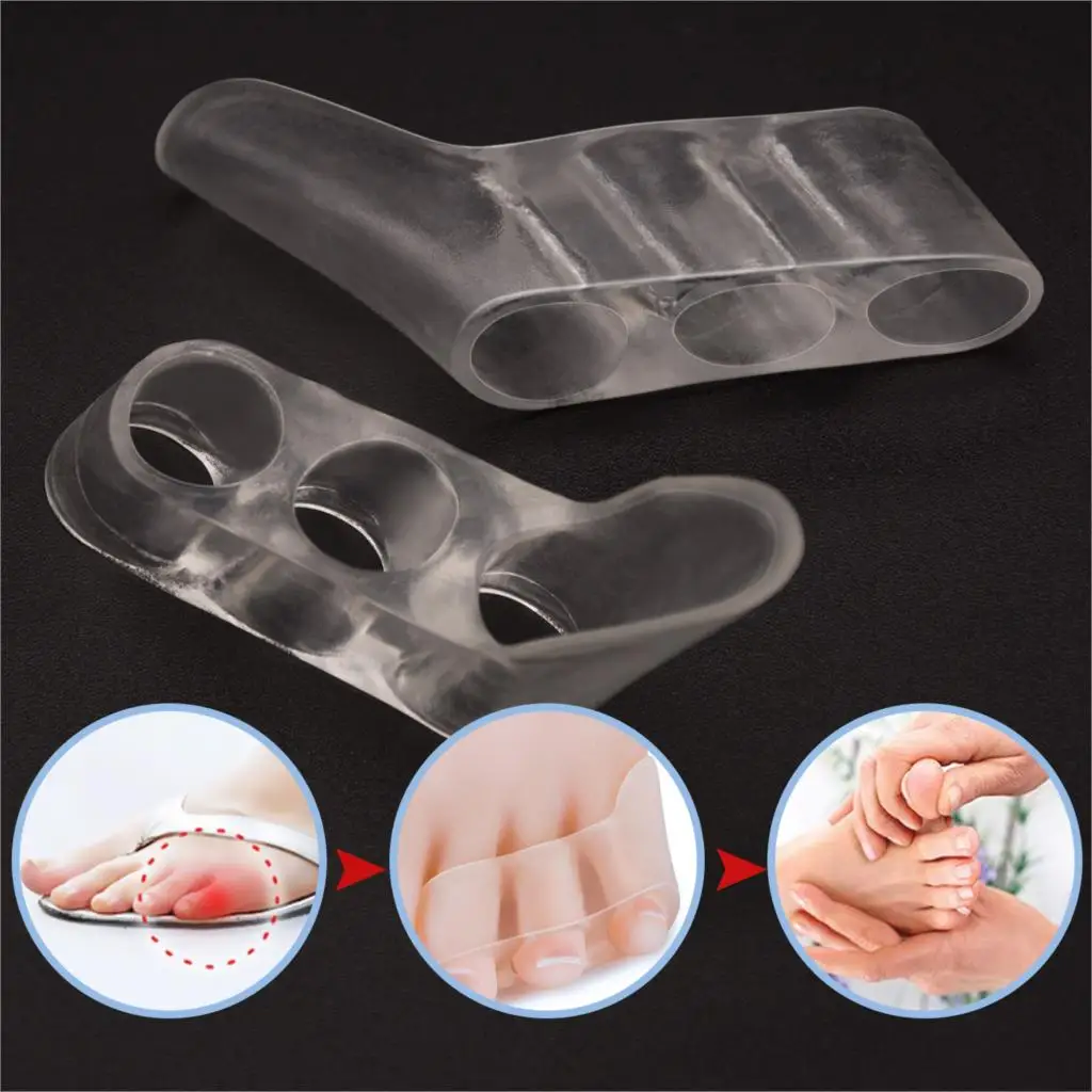 2 Chiếc Trong Suốt Silicone Gel Cực Giảm Đau Ngón Chân Bảo Vệ Ba Lỗ Nhỏ Mũi Bunion Chân Dụng Cụ Chăm Sóc