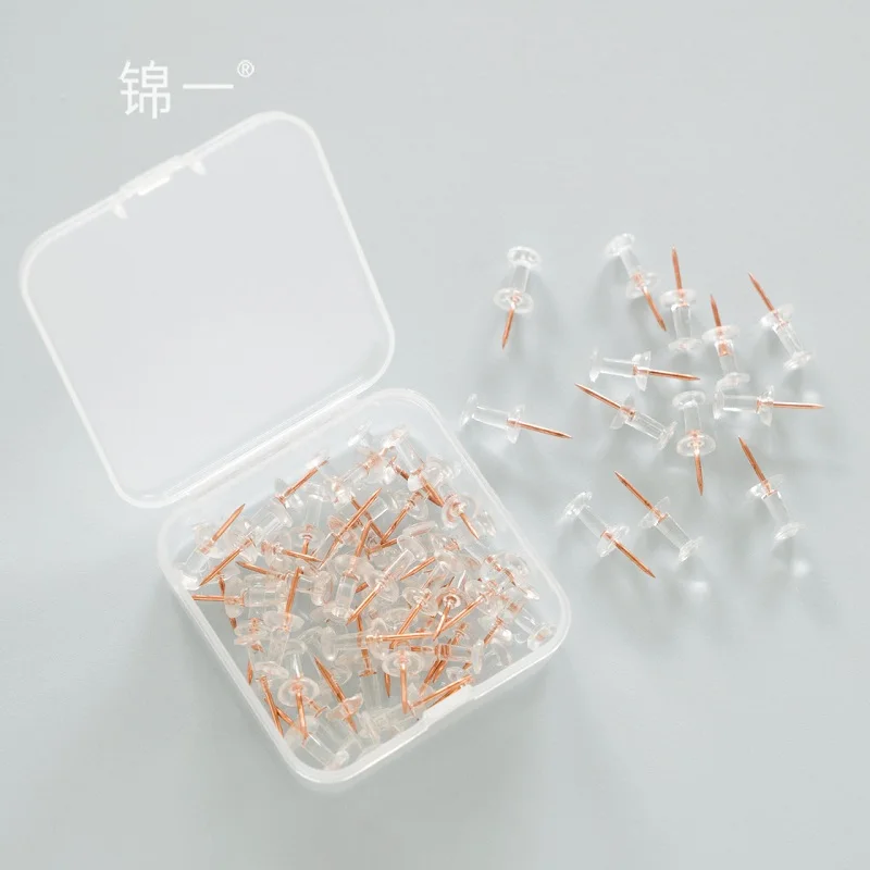 TUTU 50 teile/schachtel Transparent Rose Gold Push-Pins Thumb Reißzwecke Bord Pins Zeichnung Foto Wand Stollen Büro Schule Liefert H0330