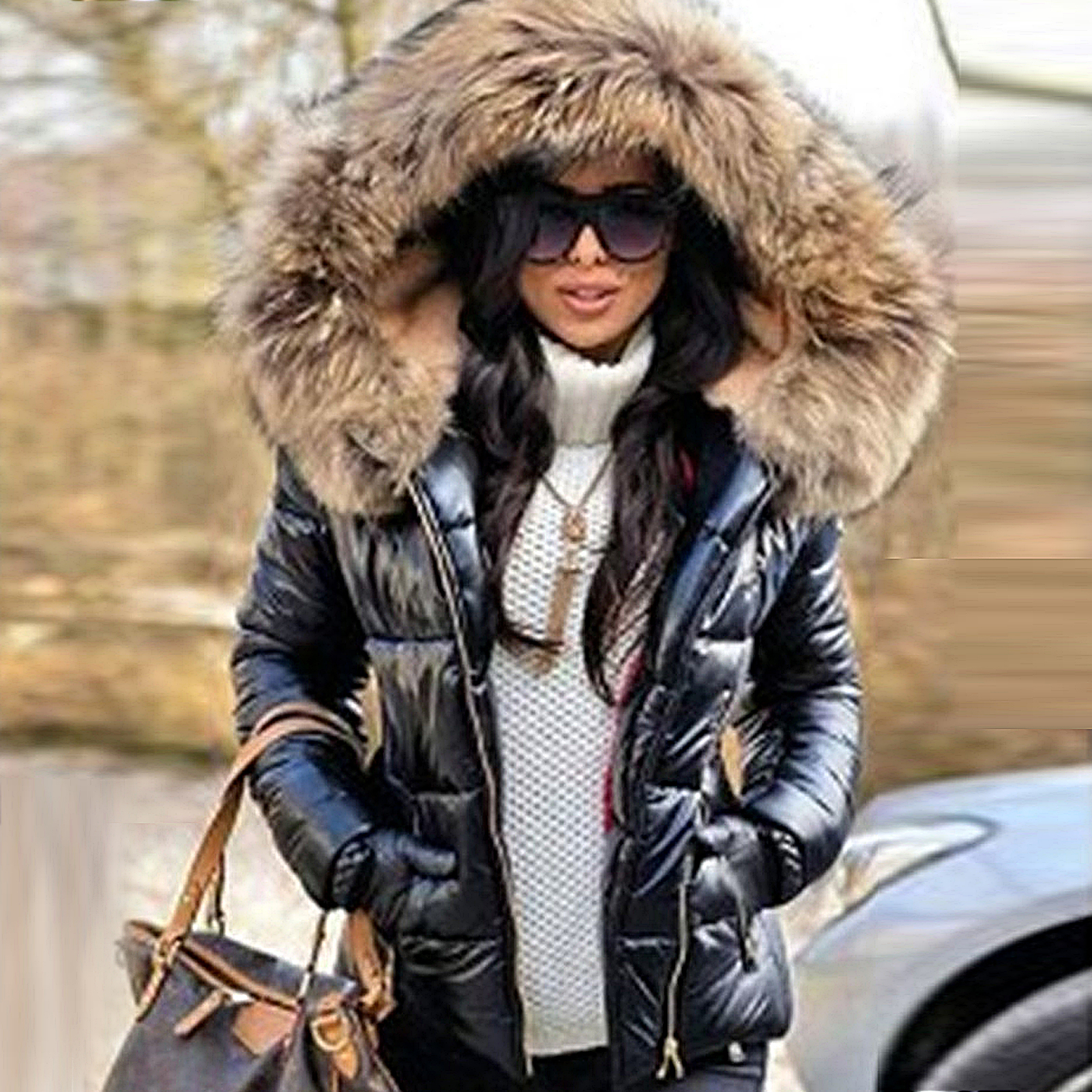Parka feminina plus size casacos 2020 inverno para baixo roupas de pele do falso capuz zíper bolso quente parkas jaquetas mulher outerwear ao ar livre