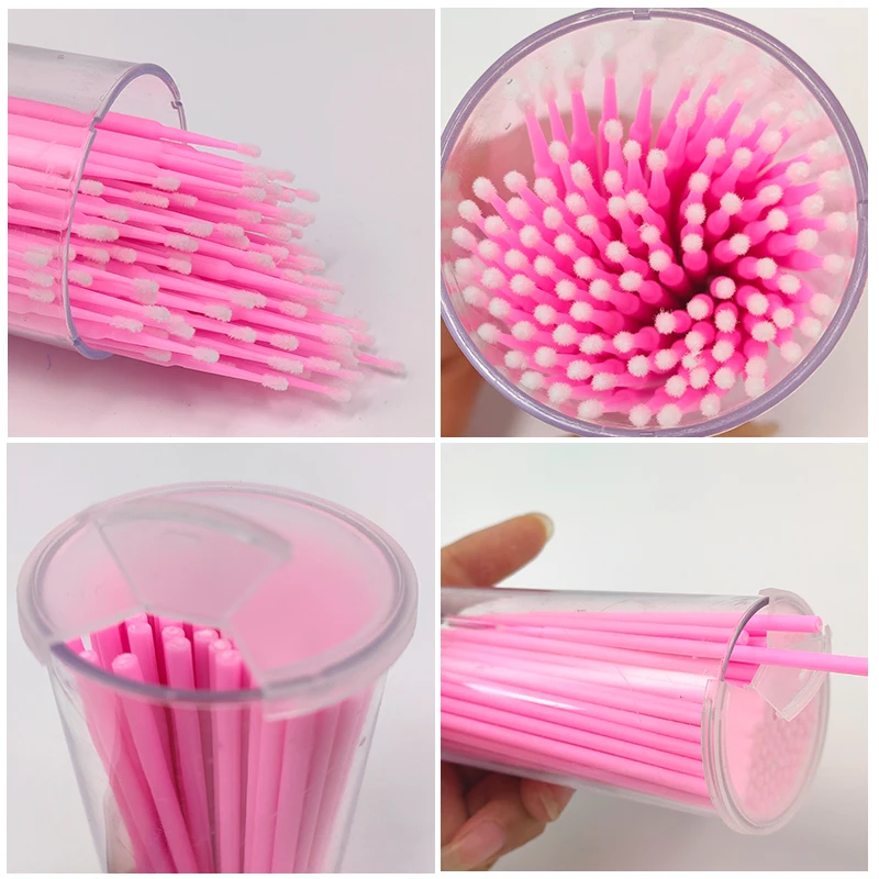 Kekelala 100 Cái/Bình Cây Nối Mi Vệ Sinh Tăm Bông Đầu Mi Nâng Keo Tẩy Applicators Microblade Trang Điểm Micro Cọ Dụng Cụ