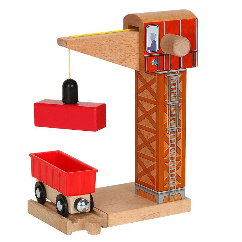 あらゆる種類のクレーン入札木製線路鉄道アクセサリー磁気玩具すべてのブランドに適合 Biro 木製トラック子供のおもちゃ