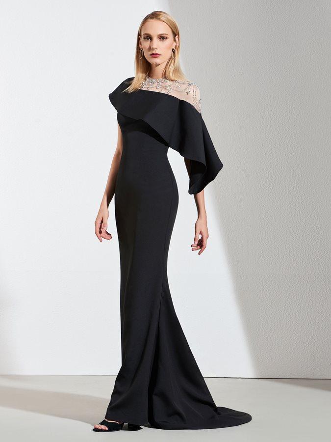 Индивидуальное черное мусульманское длинное вечернее платье-Русалка с открытыми плечами