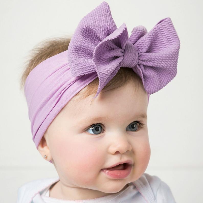 Sólido grande arco topete bandana para meninas do bebê elástico náilon faixas de cabelo artesanal recém-nascido moda turbante headwraps acessórios