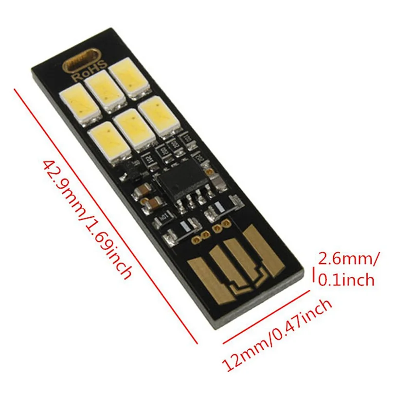 1 Chiếc Túi Mini Móc Khóa Đọc Sách Ban Đêm Đèn Âm Trần SMD5730 USB Sách Cảm Ứng Điều Khiển 6 Đèn LED Ánh Sáng Cho Laptop nguồn Máy Tính Ngân Hàng