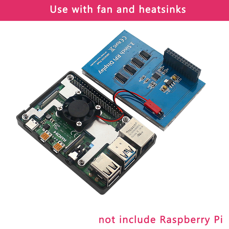 Raspberry Pi 3.5 Сенсорный экран 480*320 ЖК-дисплей TFT Дополнительный охлаждающий вентилятор в металлическом корпусе из АБС-пластика для Raspberry Pi 4 Model B или 3B+ 3B