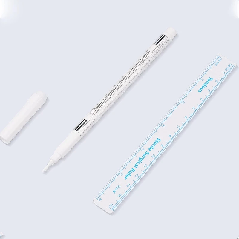 Marker do skóry brwi białe akcesorium chirurgiczne z linijką pomiarową i pozycjonowaniem microblading