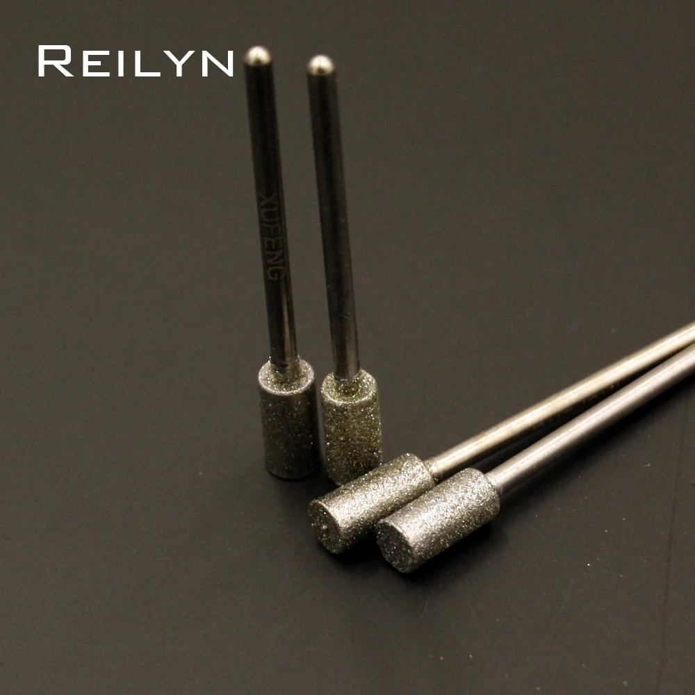 Grit 150 Cylindrical Grinding Head Diamond Grinding Drill Burr Set Polishing Grinding Head Mounted Bits for Dremel Rotary Tools