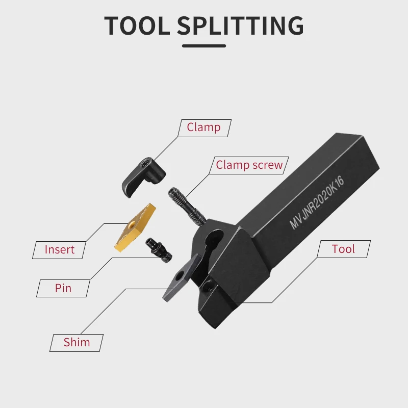 1pc MVJNR2020K16 MVJNR1616K16 MVJNR2525M16 External Turning Tool Holder VNMG Carbide Inserts MVJNR Lathe Cutting Tools Set