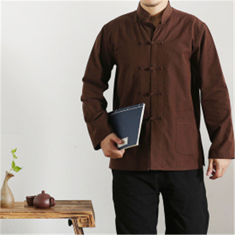 중국 스타일 자 켓 만다린 칼라 태극권 유니폼 Hanfu 쿵푸 남자에 대 한 전통적인 중국 의류 레트로 탑 블라우스 Qipao