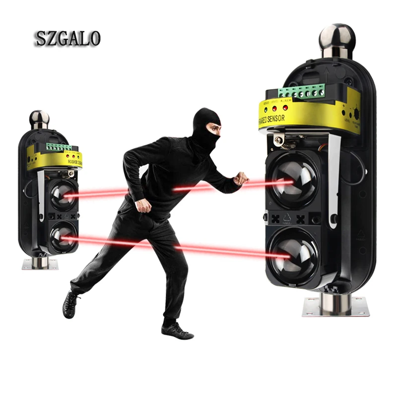 GSM Báo Động Sử Dụng 20M ~ 150M Tường Cổng Cửa Sổ Điện Quang Hồng Ngoại Đôi Dò Tia Vành Đai Bảo Vệ 2 Tia cảm Biến Hồng Ngoại