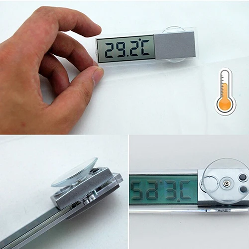 Medidor de temperatura Digital LCD para interiores, hogar y exteriores, ventosa, termómetro para coche, práctico Sensor de temperatura y humedad