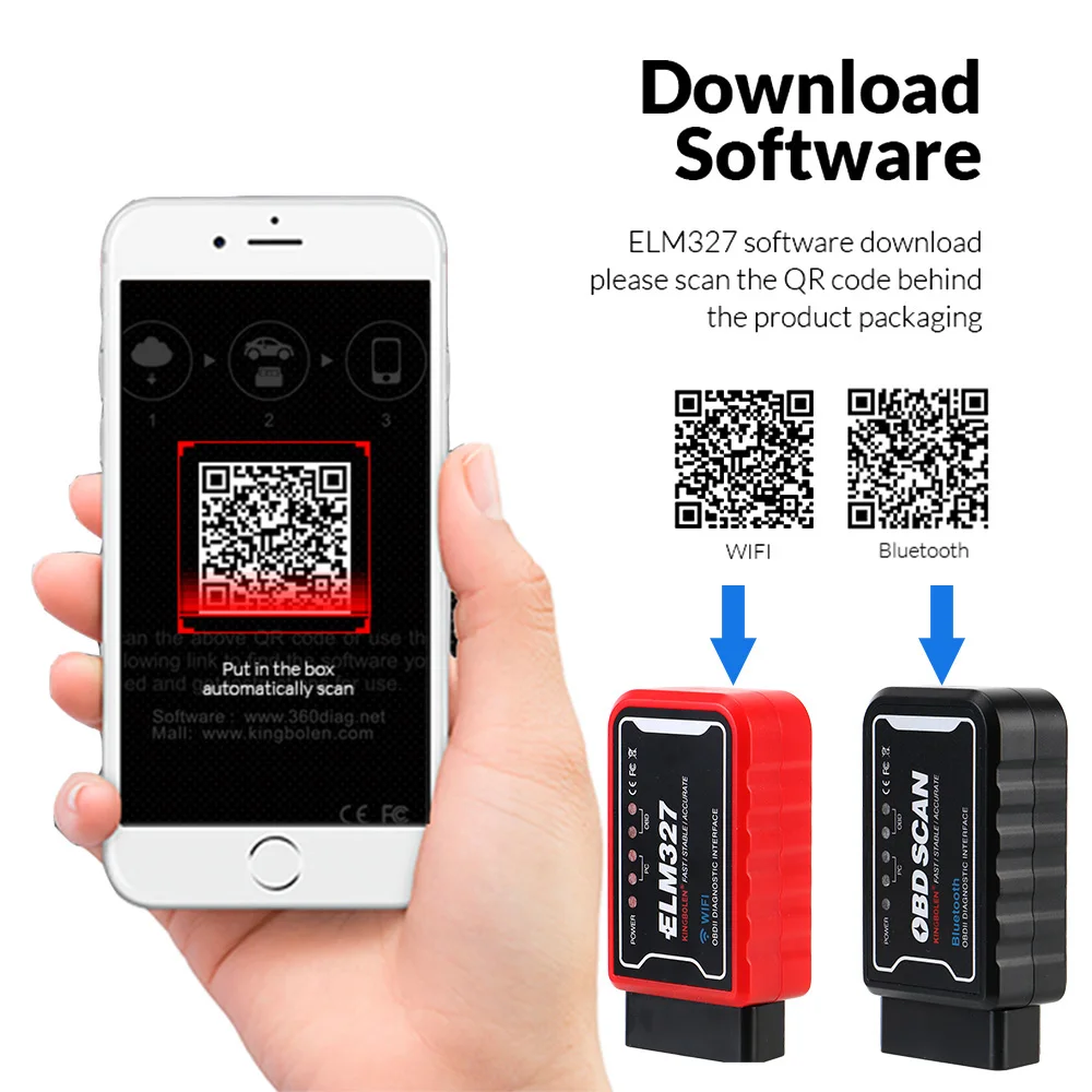 ELM327 WiFi Bluetooth V1.5 PIC18F25K80 Chip OBDII Ferramenta De Diagnóstico ELM 327 ICAR2 OBDSCAN OBD2 Leitor de Código Scanner Acessórios Do Carro