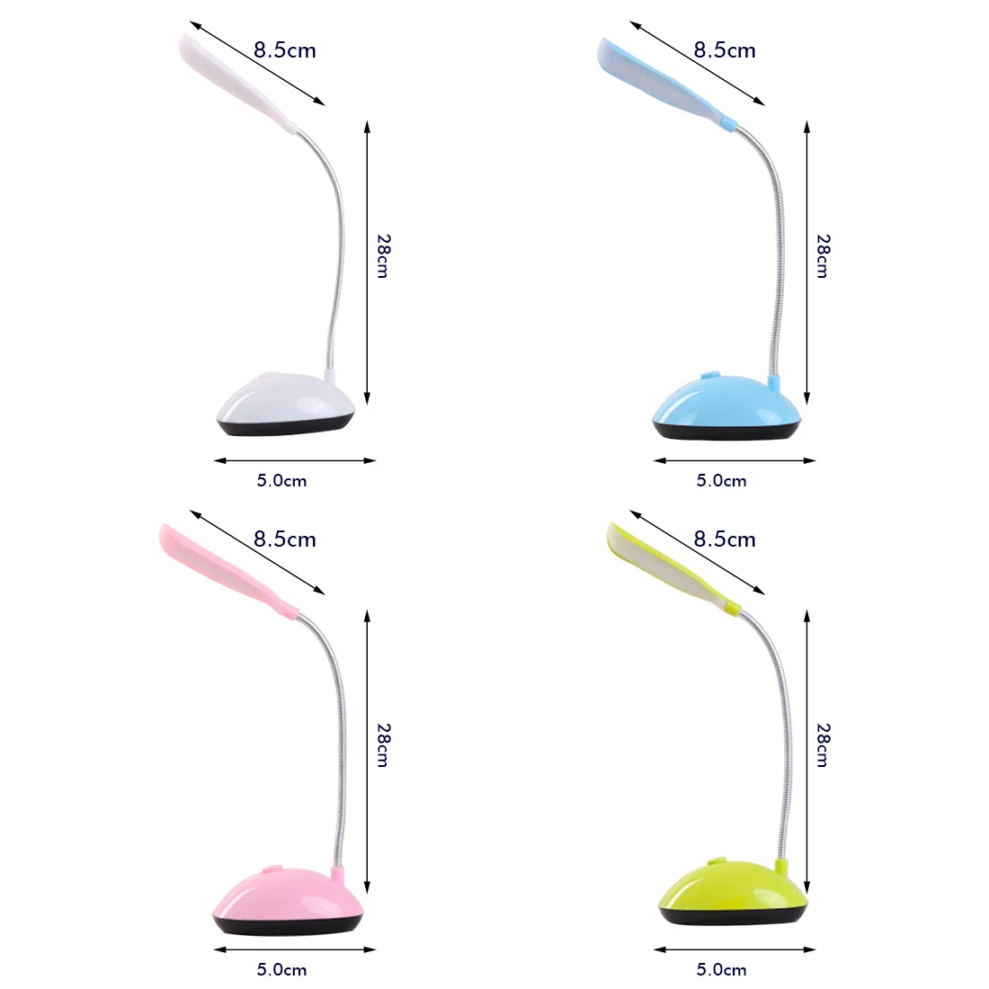 Lámpara de noche de lectura LED que funciona con batería, luz de mesa Flexible, interruptor plegable, luz de estudio para niños, oficina y estudiantes