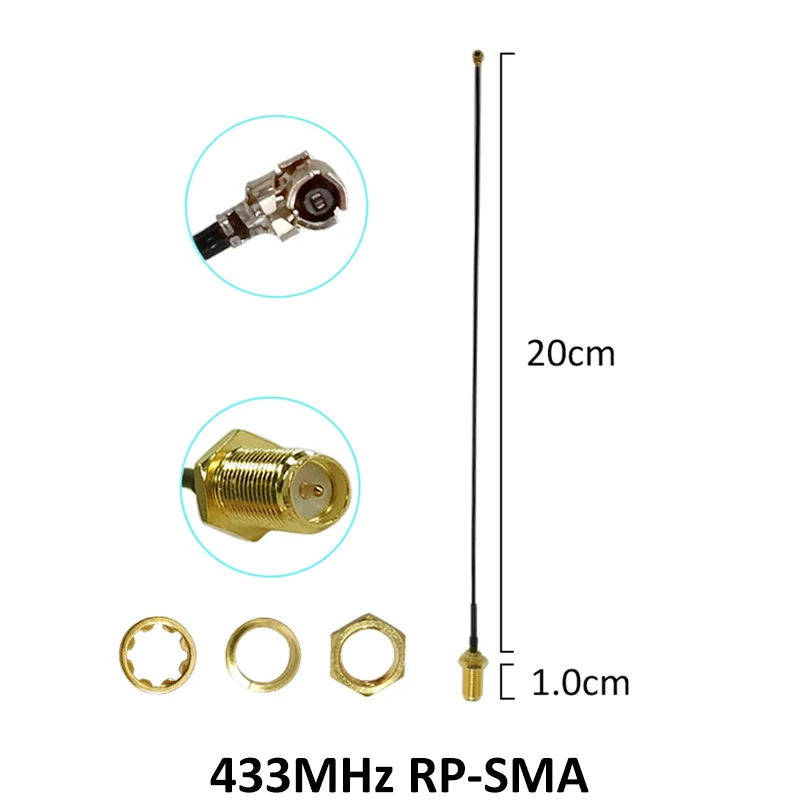 LORA MORE 433 MHz Antenne 5 dBi GSM 433 MHz RP-SMA-Anschluss Gummi Lorawan Antenne IOT SMA Stecker Verlängerungskabel Pigtail-Kabel