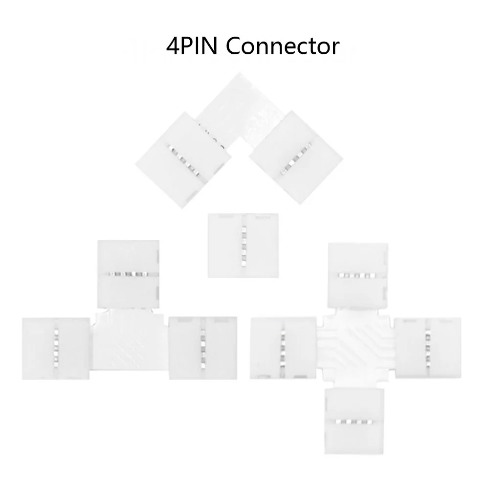 Conector Led de soldadura sin soldadura, 2 pines, 3 pines, 4 pines, 5 pines, L / T/X, Conector de esquina para cinta de tira Led RGB RGBW RGBWW de 10mm, 5 uds.