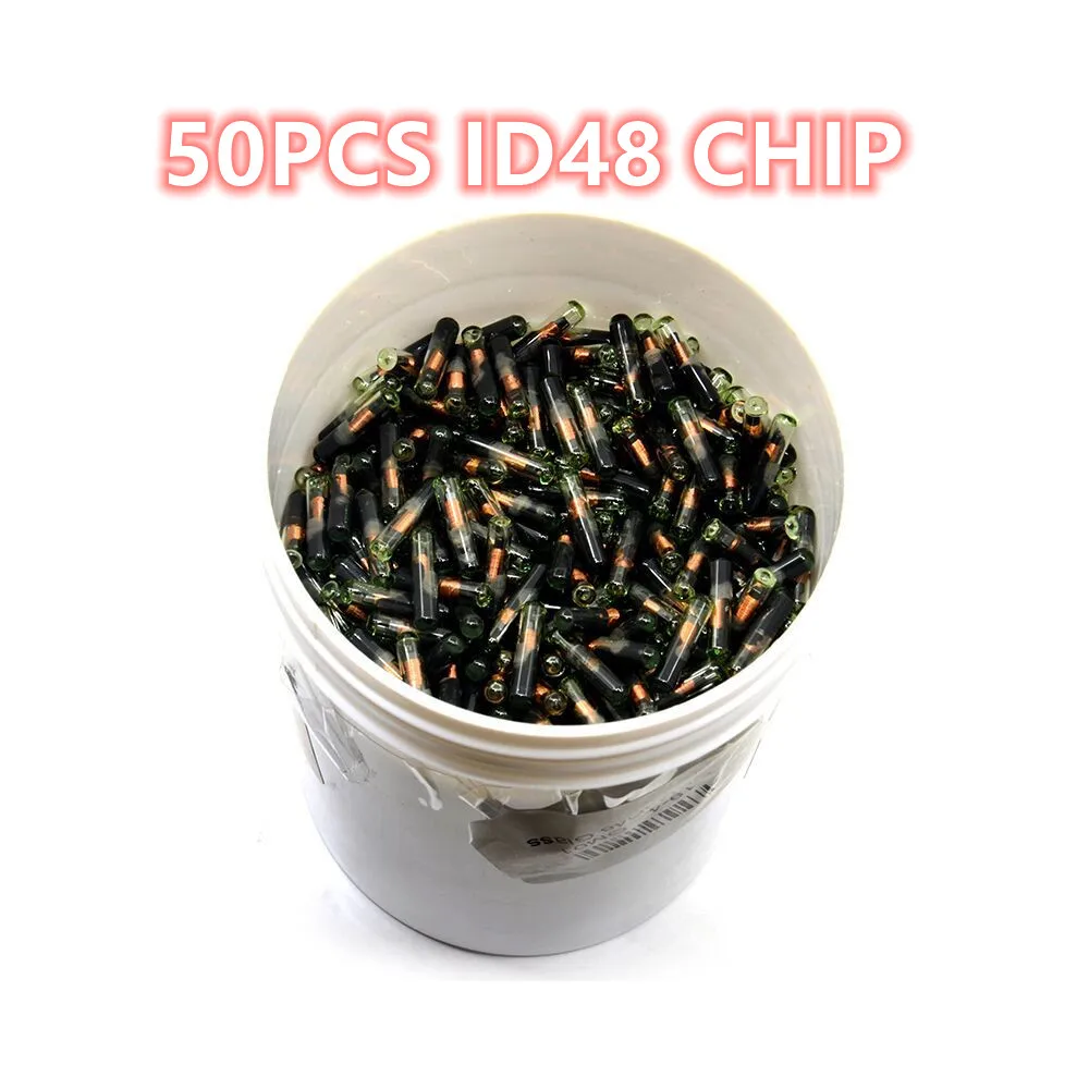 50 peças chip transponder id48 aftermarket chip chave do carro em branco oem id48 chip transponder automático chip de vidro id 48 chip de desbloqueio
