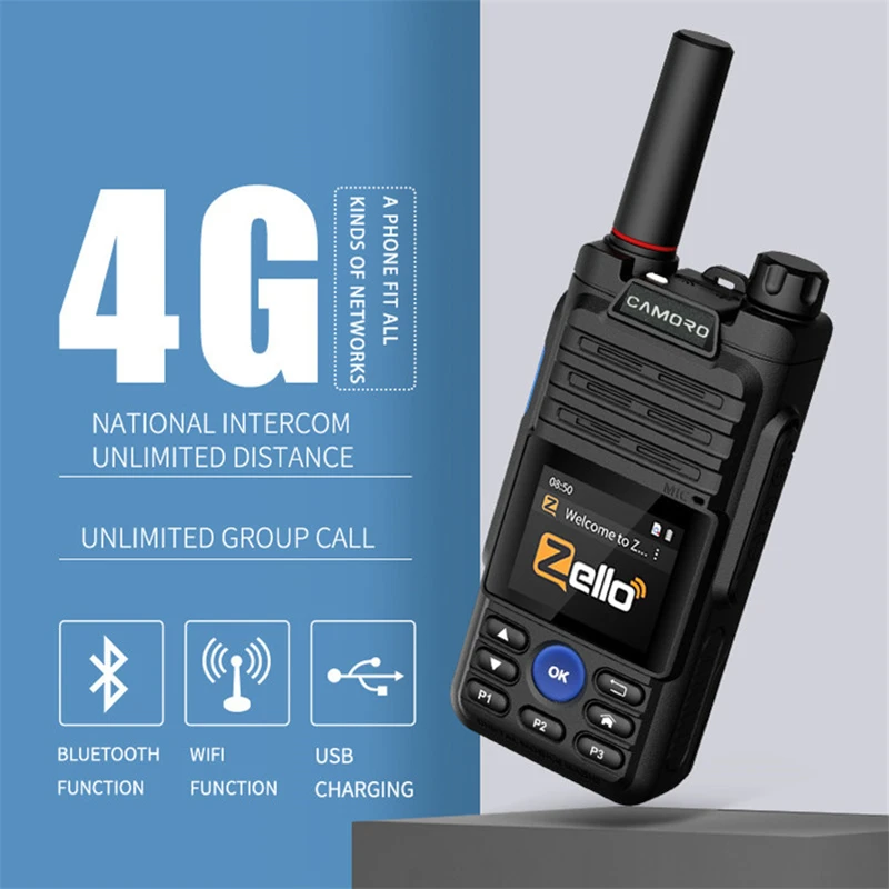 Freies Kopfhörer Poc Radio Netzwerk Zello Walkie Talkie Long Range 6800mAh Transceiver Mobile Radio 4G Walkie Talkie 50km 100 km