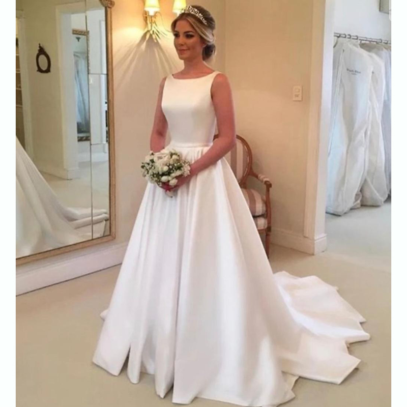 Robe de Mariée Longue en Satin, Style Boho, Simple, pour Future Mariée
