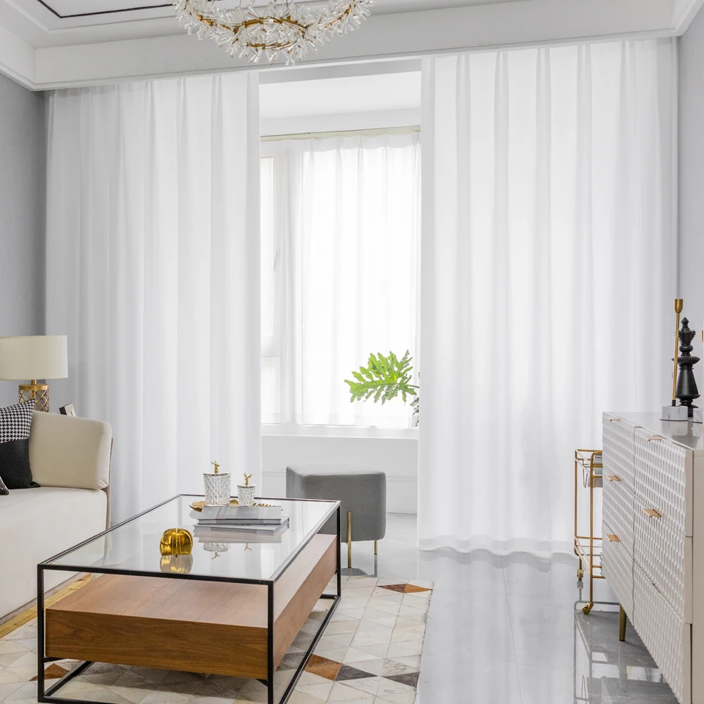 Chất Lượng Tốt Nhất Trắng Sang Trọng Sheer Màn Cho Phòng Ngủ Phòng Khách Trang Trí Cửa Sổ Voan Voan Màn Đồng Màu
