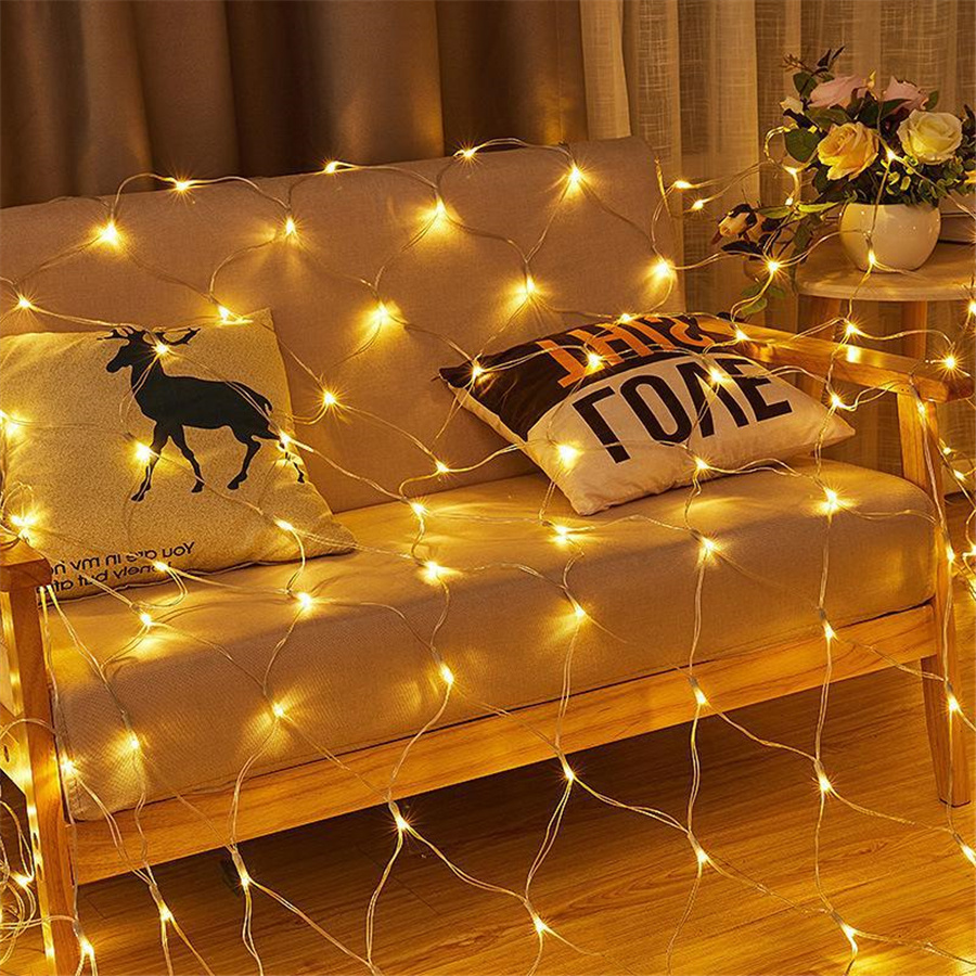 220V Eu-stecker Weihnachten Fee Lichter Im Freien 8 Modi Led Angeln Mesh String Lichter Hause Hochzeit Park Garten Dekorative girlanden