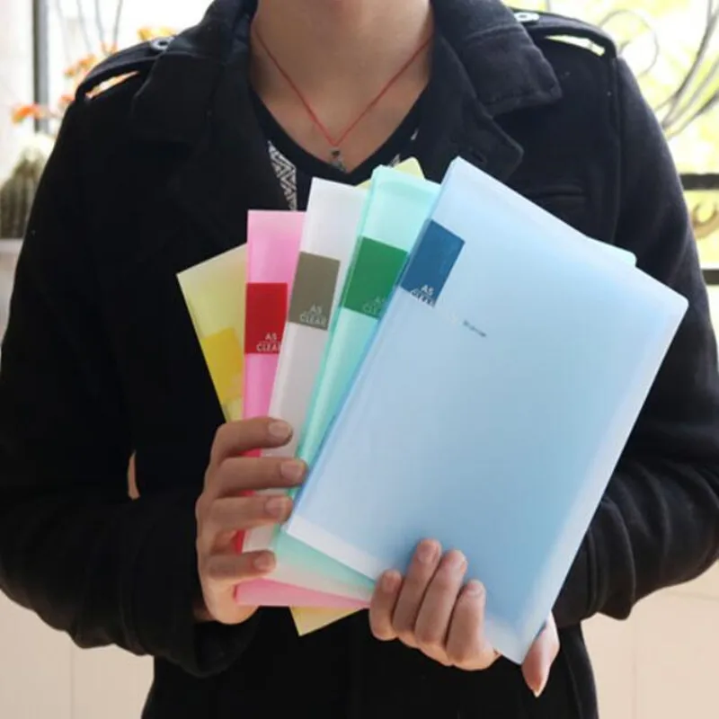 20/30 Pages Color Frosted A5 Folder Booklet Transparent Insert Bag Office Ticket File Folders Document Organizer