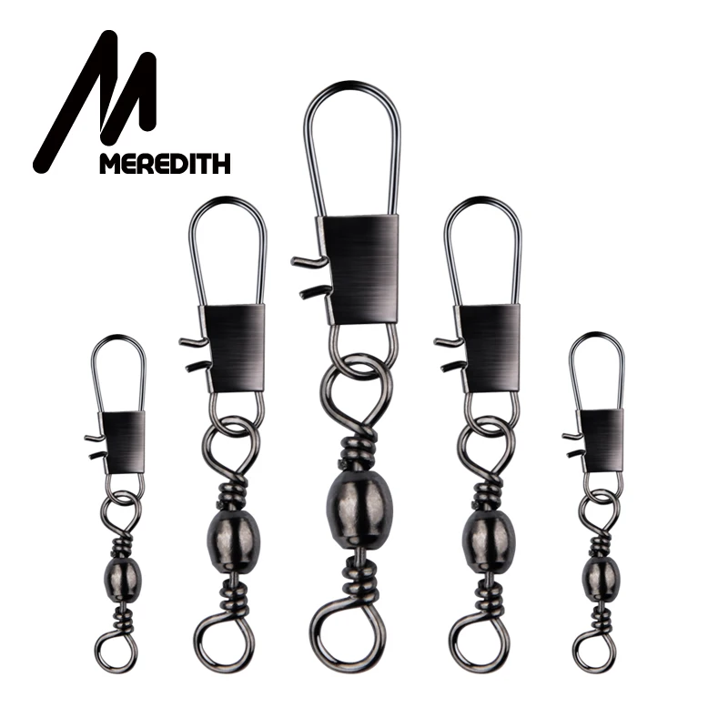 Meredith 50 unids/lote conector de pesca Pin rodamiento giratorio de acero inoxidable con señuelo para anzuelo a presión accesorio para aparejos