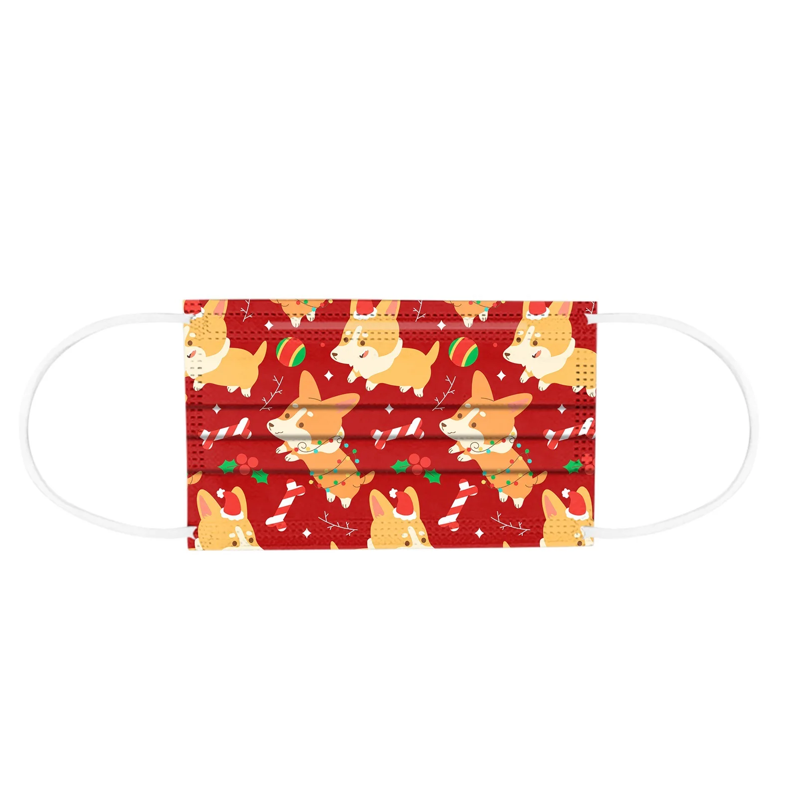 50 Buah Dewasa/Anak-anak Natal Masker Sekali Pakai Uniseks Dicetak Penutup Wajah Lembut 3-Layer Anak Tahan Debu Pm2.5 Masker Earloop Masker