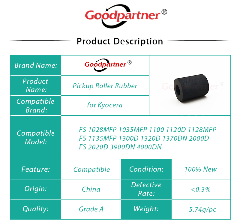 10X 302F906230 302F906240 302BR06521 Pickup Rubber for Kyocera M2035dn M2535dn FS 1028 1035 1100 1120D 1128 1135 1300D 1320D
