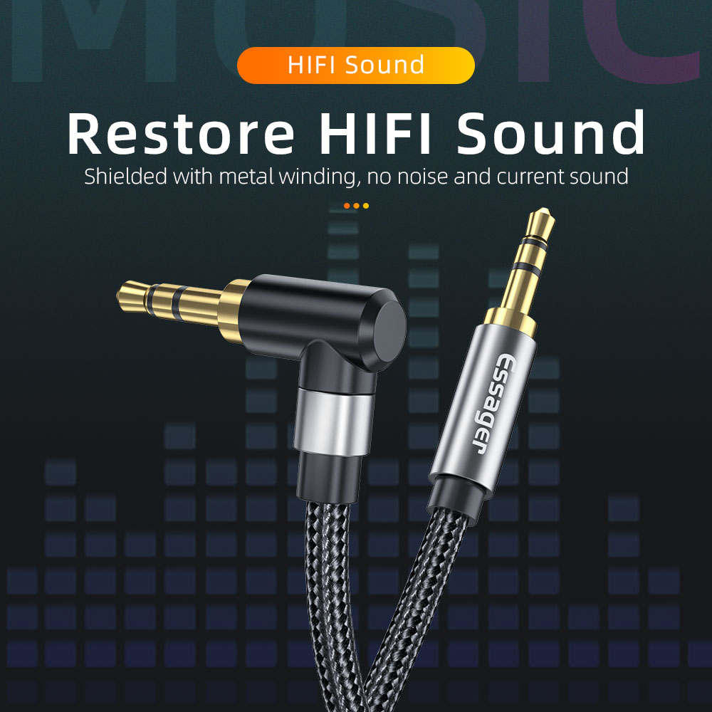 Essager AUX 케이블 3.5mm 잭 오디오 케이블 스피커 와이어 헤드폰 자동차 Xiaomi mi 노트북 용 3.5mm 잭 Hifi Aux 어댑터 코드