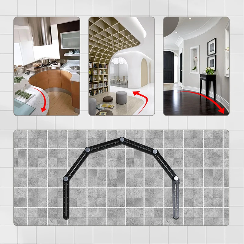 Construction Multi Angle Measuring Ruler Aluminum 6 Folding Positioning Ruler Professional DIY Wood Tile Flooring Tool Locator