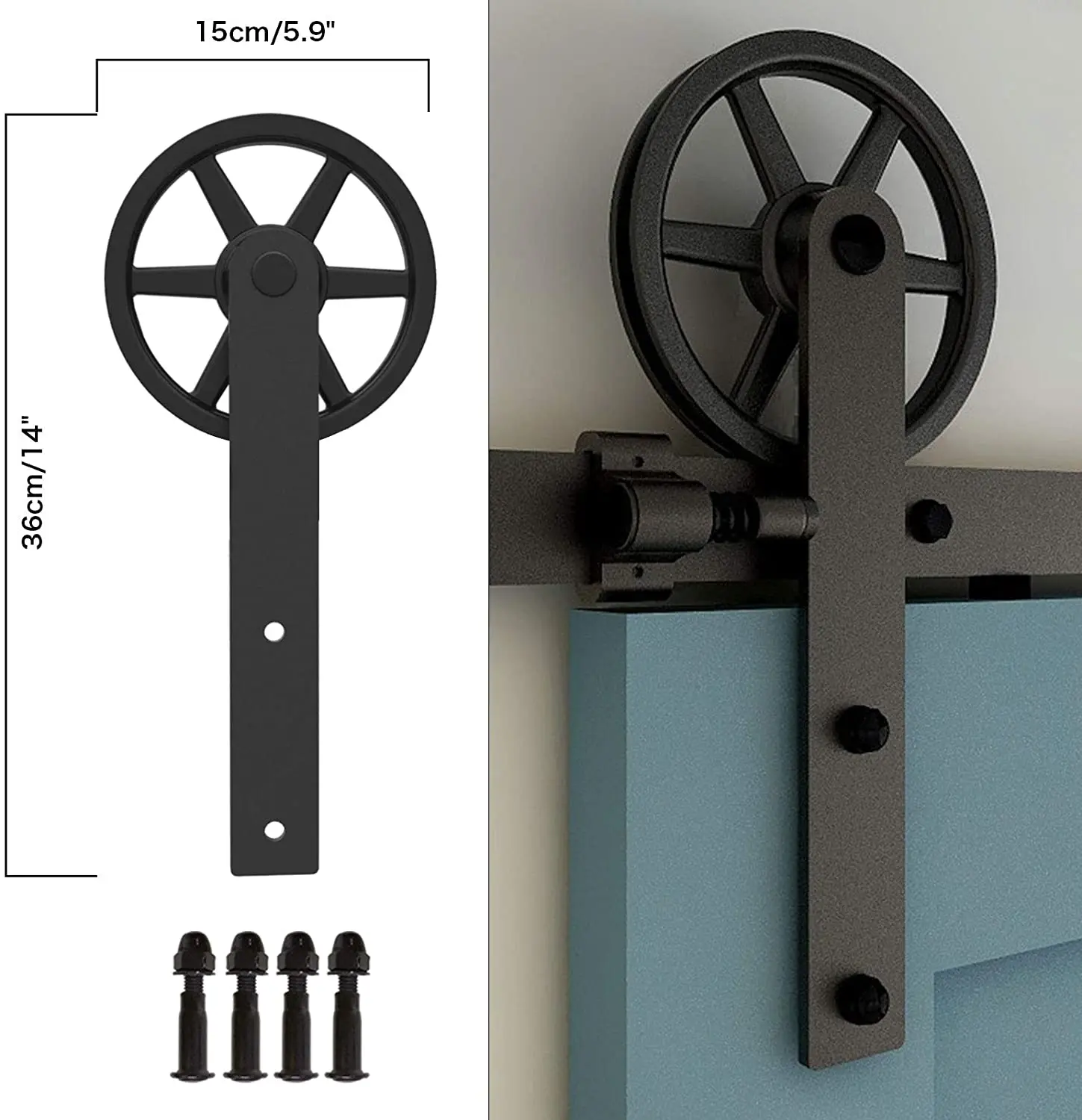 Kit de Quincaillerie pour Porte Coulissante de Grange, Guide de Sol Robuste, Rapide, Adapté à une Porte Maximale de 42 Pouces de Large