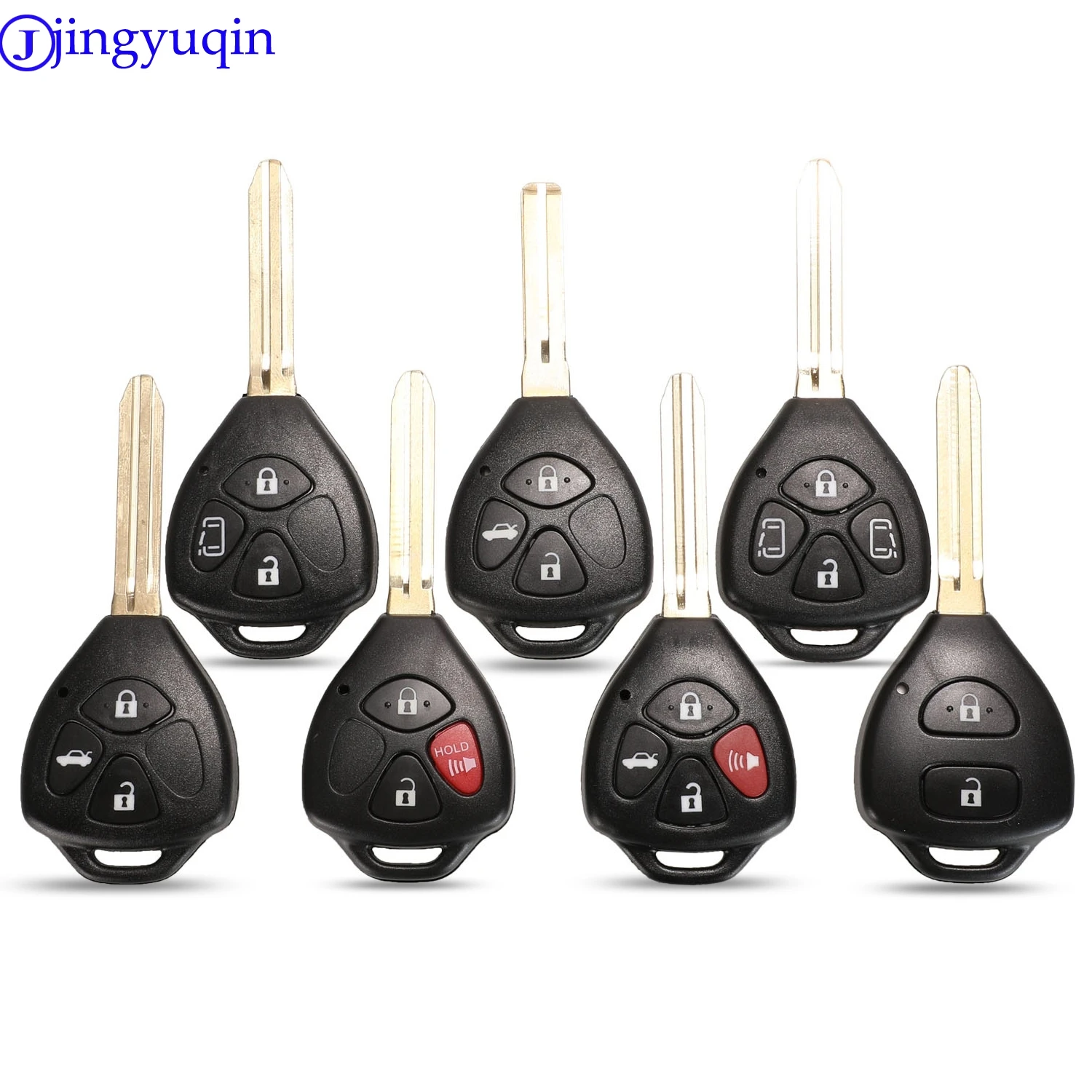 Jingyuqin casing cangkang kunci mobil jarak jauh, penutup Fob pengganti untuk Toyota Camry Avalon Corolla Matrix RAV4 Venza Yaris 3 + 1 10p 4B
