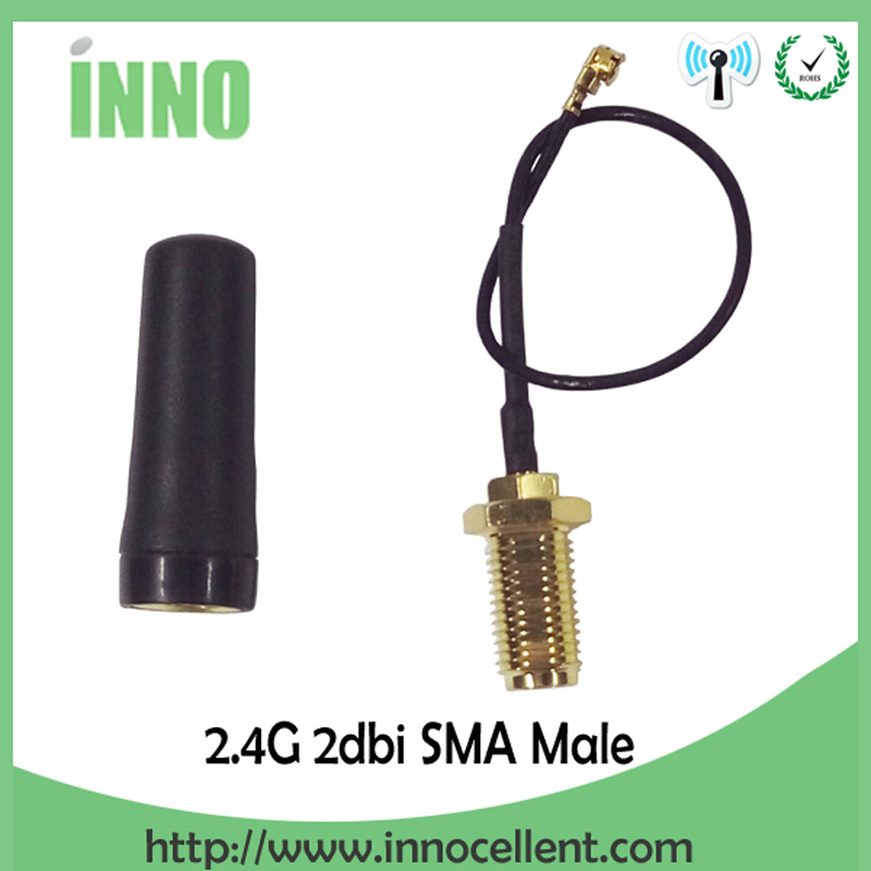 2,4 GHz Antenne Mini-Antenne PBX SMA-Stecker 3dbi für Zigbee 2,4 GHz für WLAN-Antenne RP-SMA Pigtail-Verlängerungskabel