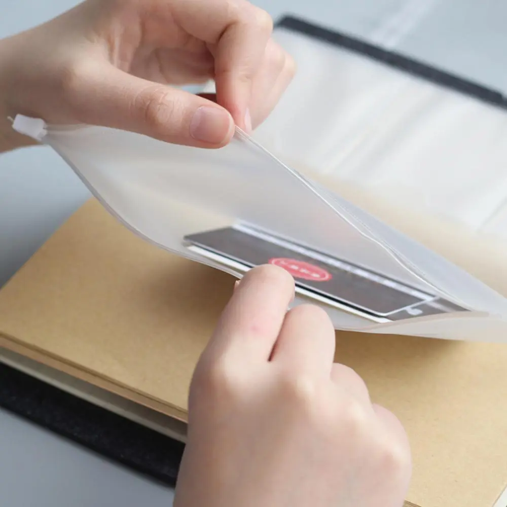 กระเป๋าเก็บ PVC โปร่งใสสําหรับ Traveler's Notebook Diary Day Planner อุปกรณ์เสริมนามบัตรหมายเหตุกระเป๋าซิปกระเป๋า